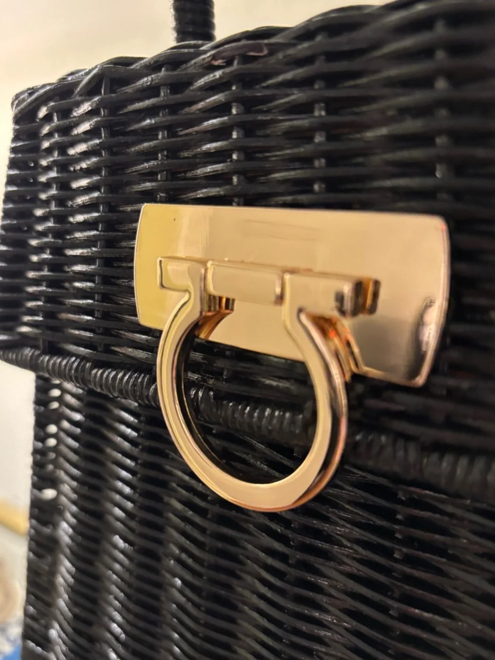 New with Tag Black Rattan Wicker Top Handle Bag - Picture 6 of 14